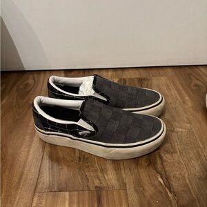 Vans Black & White Checkerboard Slip-On Sneakers